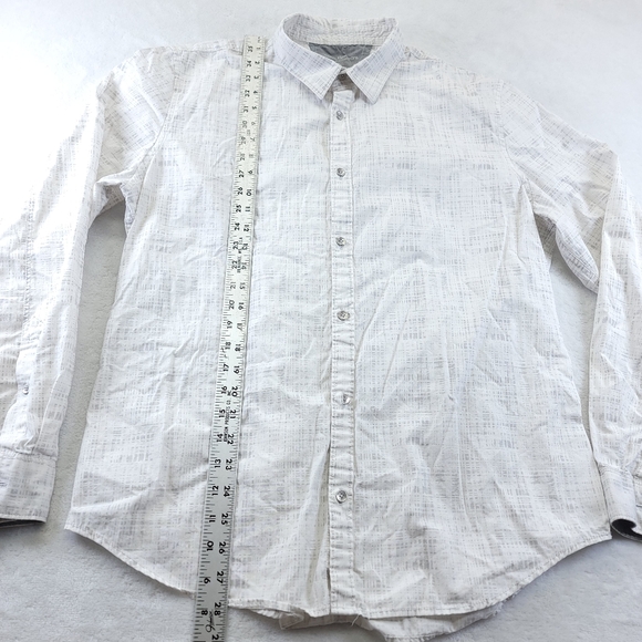 Calvin Klein Jeans White Gray Pattern Regular Fit Size L Dress Shirt 23878 - Picture 2 of 6